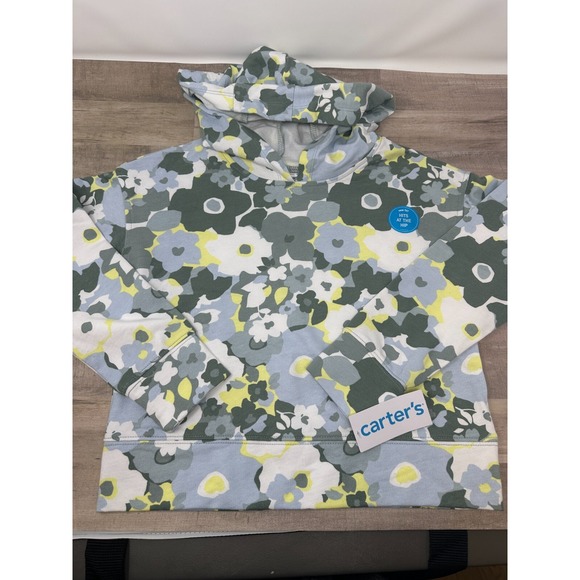 NWT~Carters Kids Floral Active Pullover Hoodie Size 8~ Lightweight - Picture 2 of 7